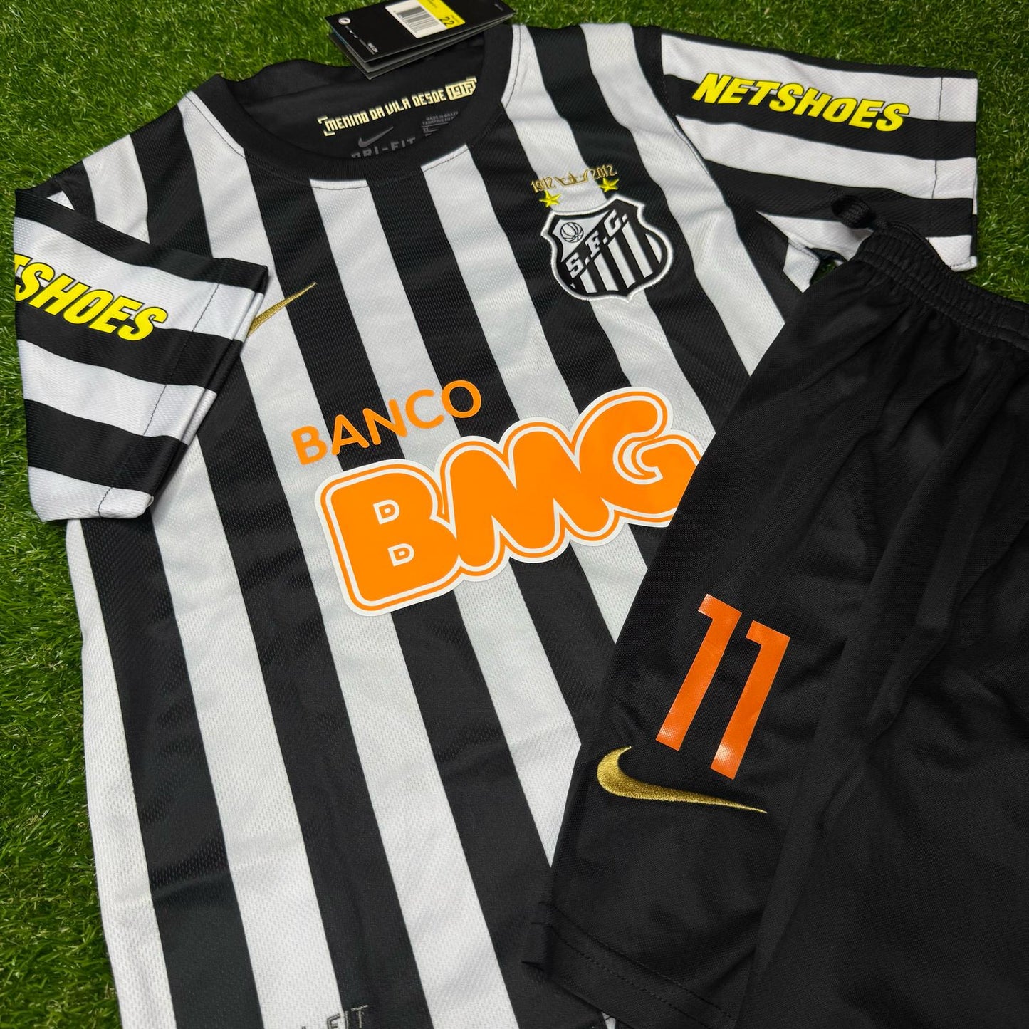 Neymar Jr Santos Fc 2009 2013 Black Kids Soccer Retro Jersey KinderTrikot