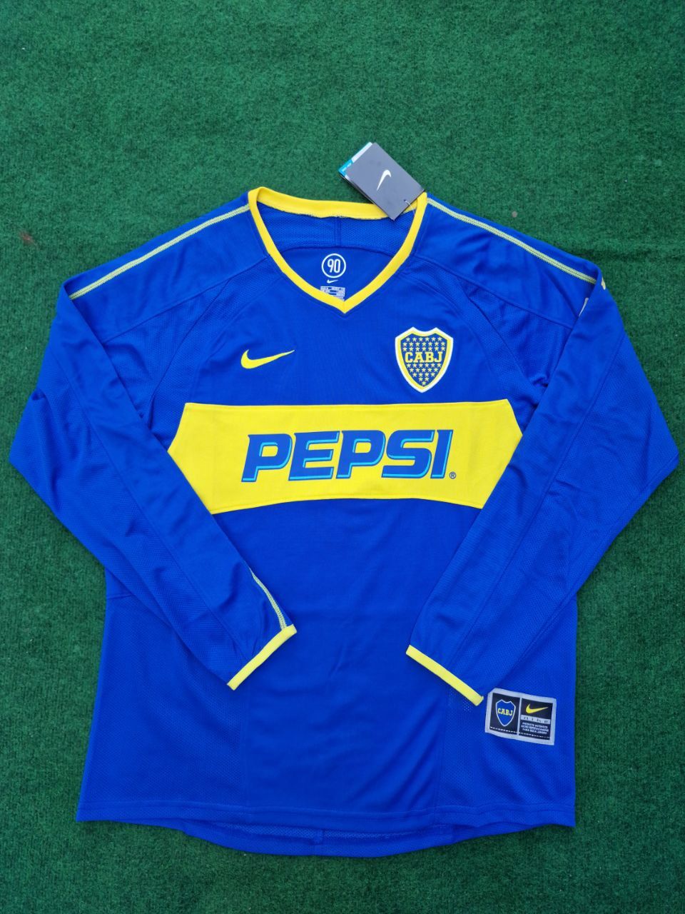 Carlos Tevez Boca Juniors 2003 2004 Retro Long Sleeve Football Jersey Kit