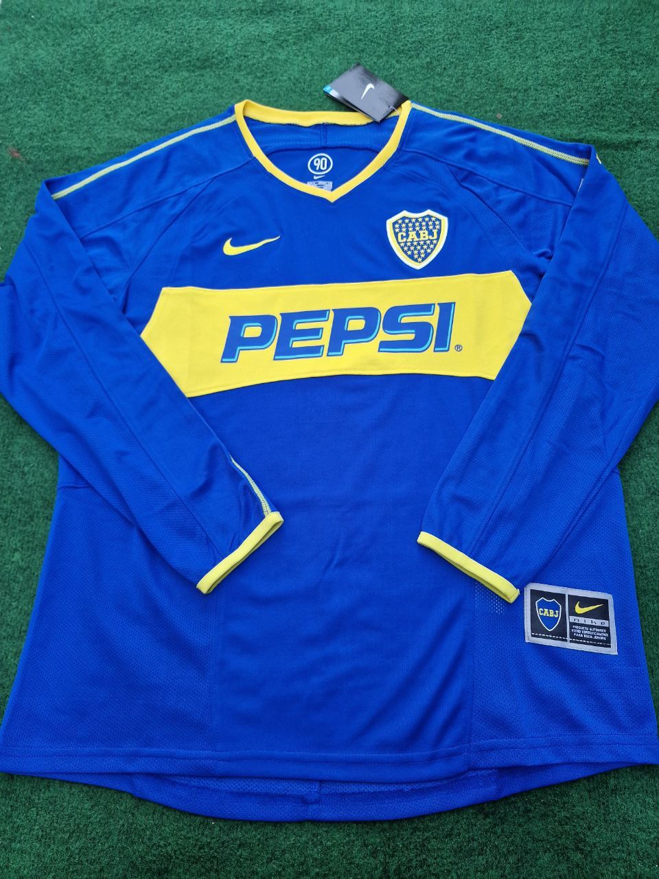 Carlos Tevez Boca Juniors 2003 2004 Retro Long Sleeve Football Jersey Kit