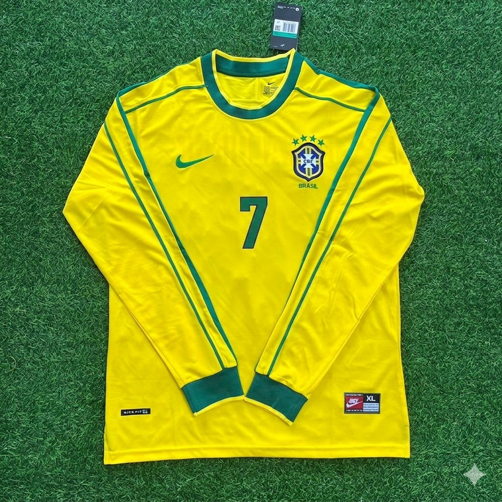 Garrincha #7- Brazil Long Sleeve Retro Football Jersey Kit Shirt