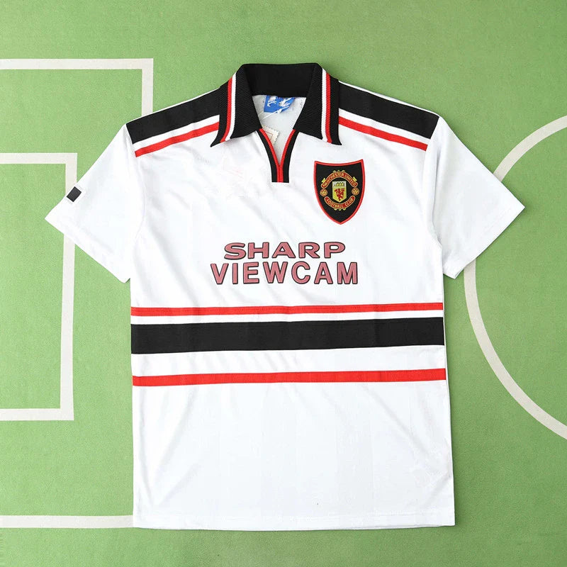 F.C Manchester United 1998 Season Away White Retro Jersey Trikot Soccer Kit