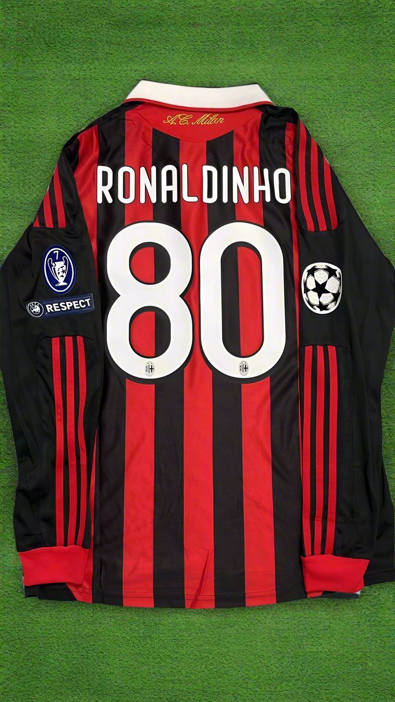 Ronaldinho Milan 2009 2011 Retro Long Sleeve Football Jersey Kit