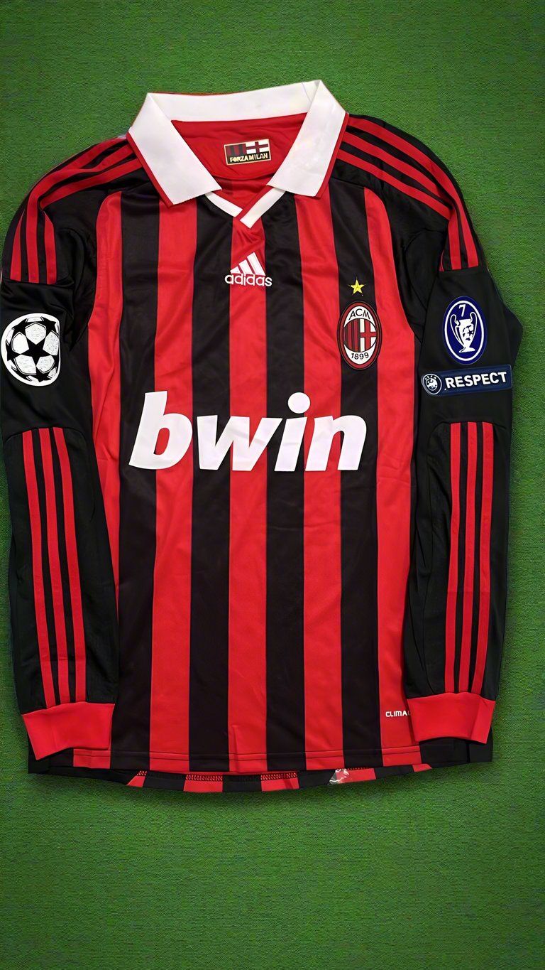 Ronaldinho Milan 2009 2011 Retro Long Sleeve Football Jersey Kit