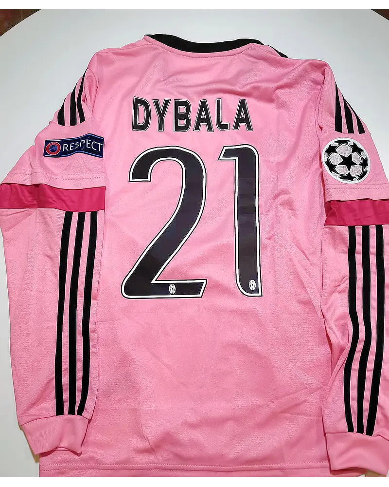 Paulo Dybala Juventus Retro Long Sleeve 2015-2016 Pink Football Jersey