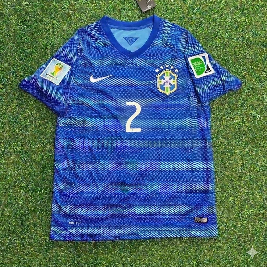 Dani Alves 2- 2014 World Cup Retro Blue Football Jersey