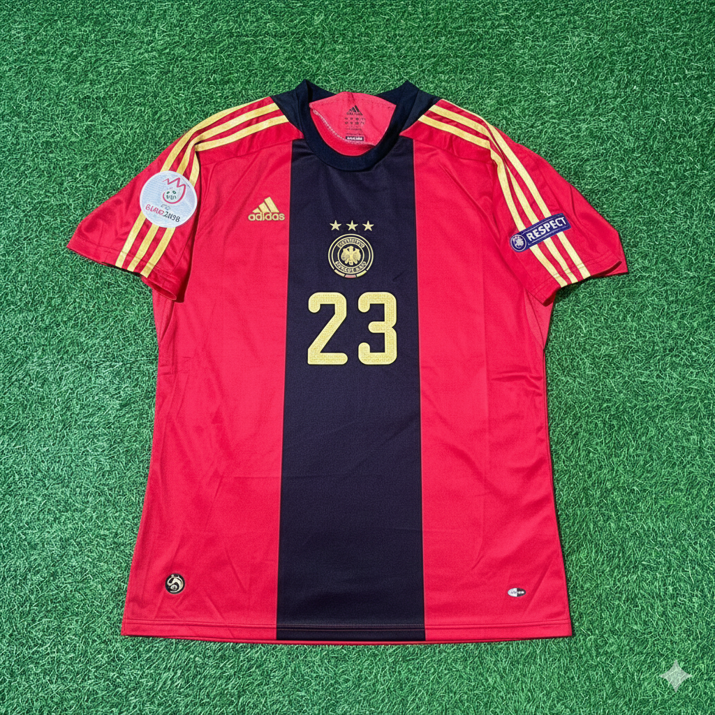 Germany EURO 2008 Mario Gomez Away Red Retro Football Jersey Kit