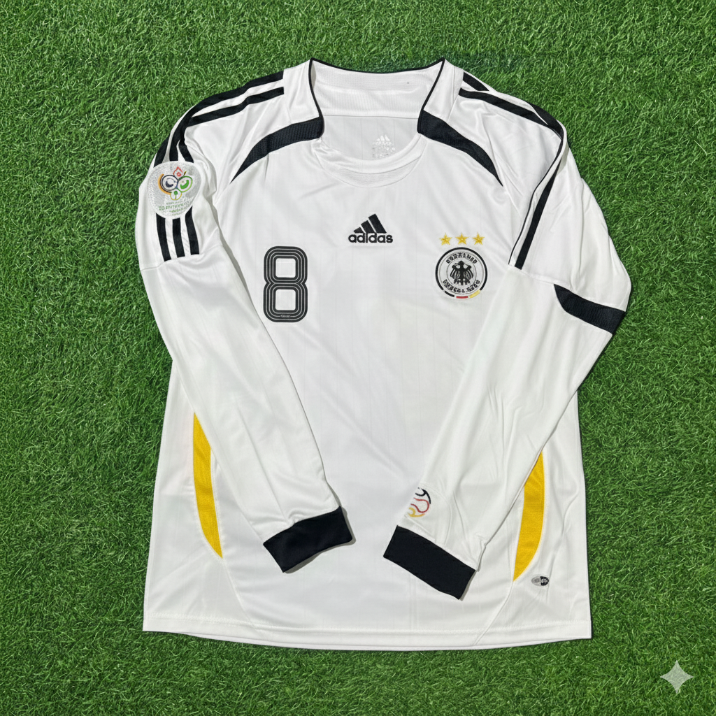 Thomas Hässler Germany World Cup Long Sleeve White Retro Football Jersey Kit