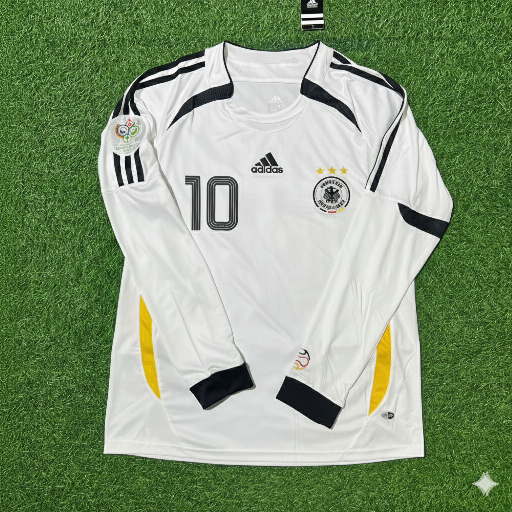 Lothar Mätthaus Germany World Cup Long Sleeve White Retro Football Jersey Kit