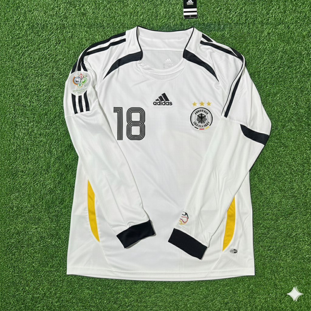 Jürgen Klinsmann Germany World Cup Long Sleeve White Retro Football Jersey Kit