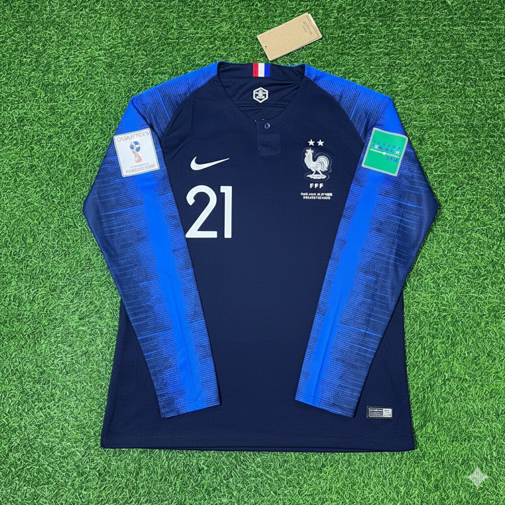 France World Cup 2018 Lucas Hernandez Final Long Sleeve Retro Football Jersey Kit