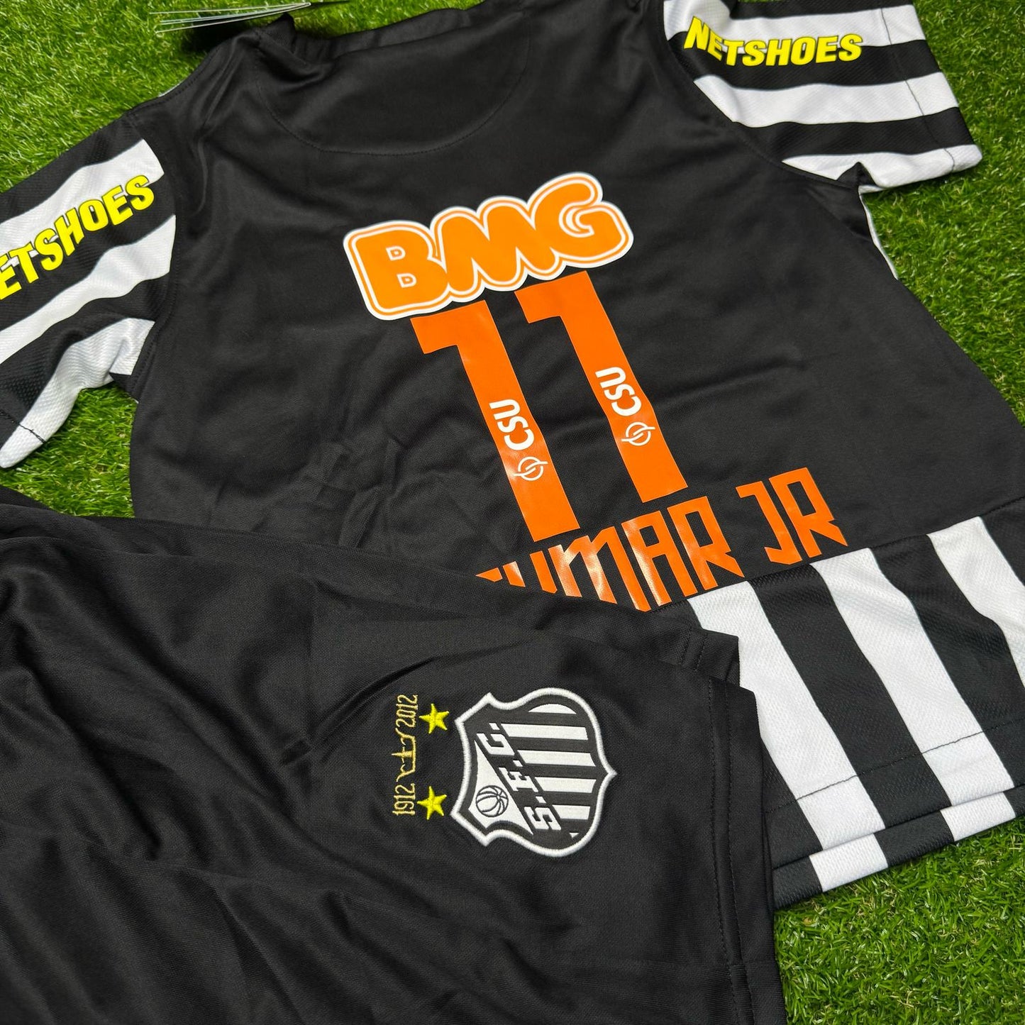 Neymar Jr Santos Fc 2009 2013 Black Kids Soccer Retro Jersey KinderTrikot