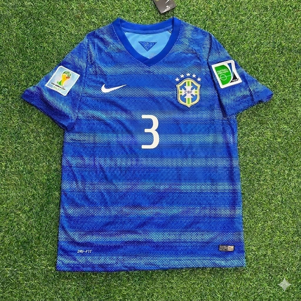 Thiago Silva 3- 2014 World Cup Retro Blue Football Jersey