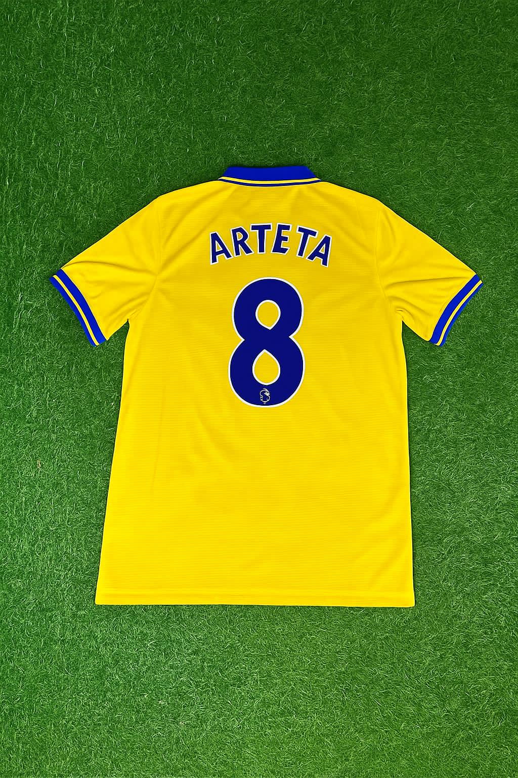– Mikel Arteta Arsenal 2013/2014 Yellow Retro Kit Jersey Trikot Maillot Soccer Kit