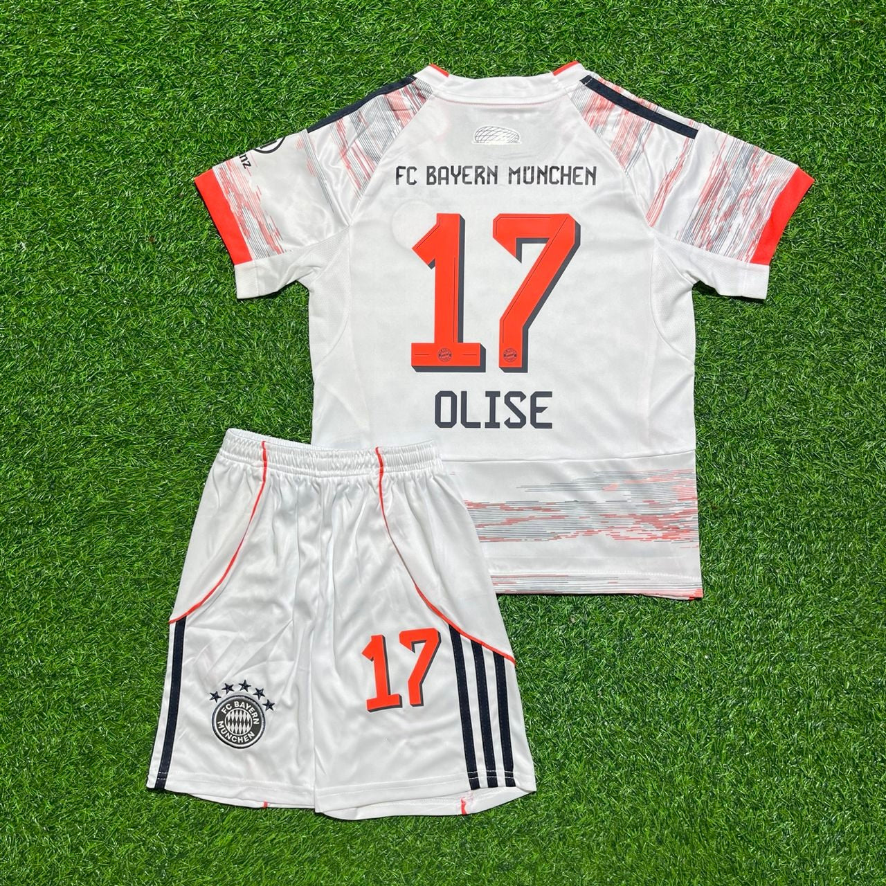 Michael Olise #17 Bayern Munich Kids Away Football Jersey