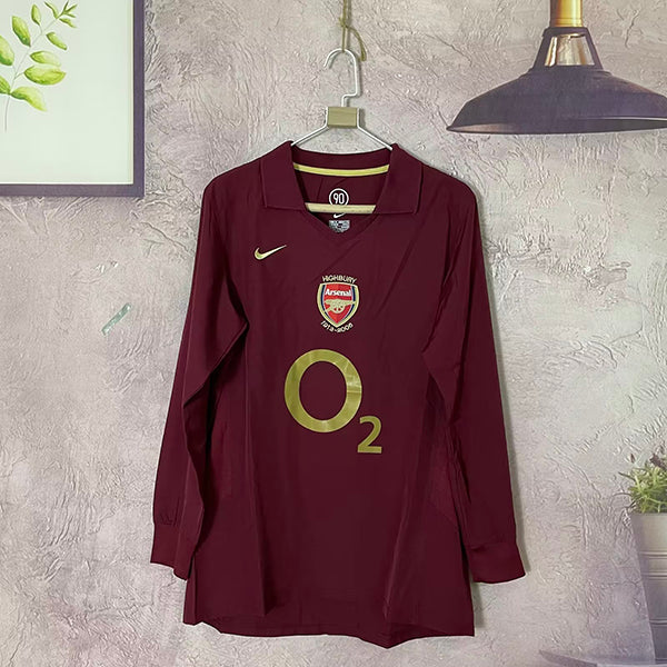 Arsenal 2005/06 Burgundy Champions League Long sleeve Football Jersey