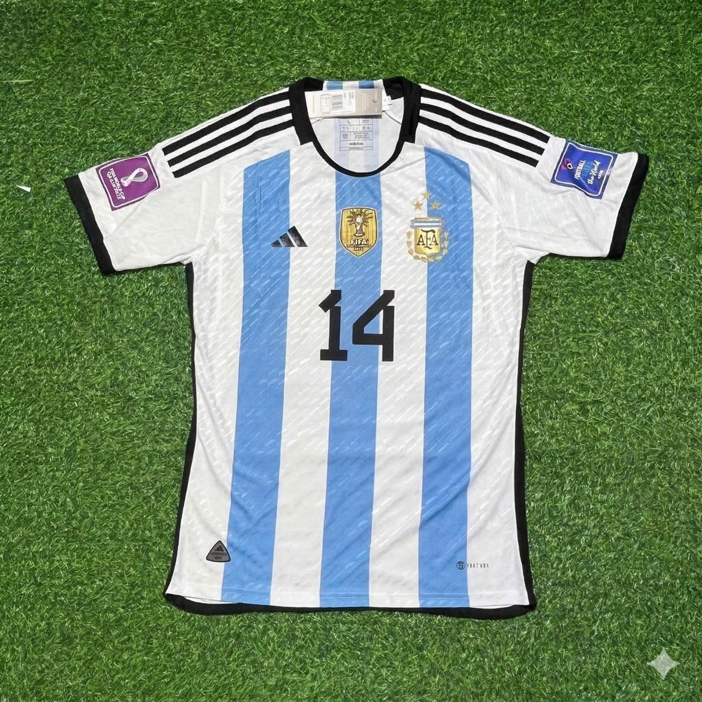 Argentina World Cup 2022 Exequiel Palacios 14- Qatar Champion Home Football Jersey