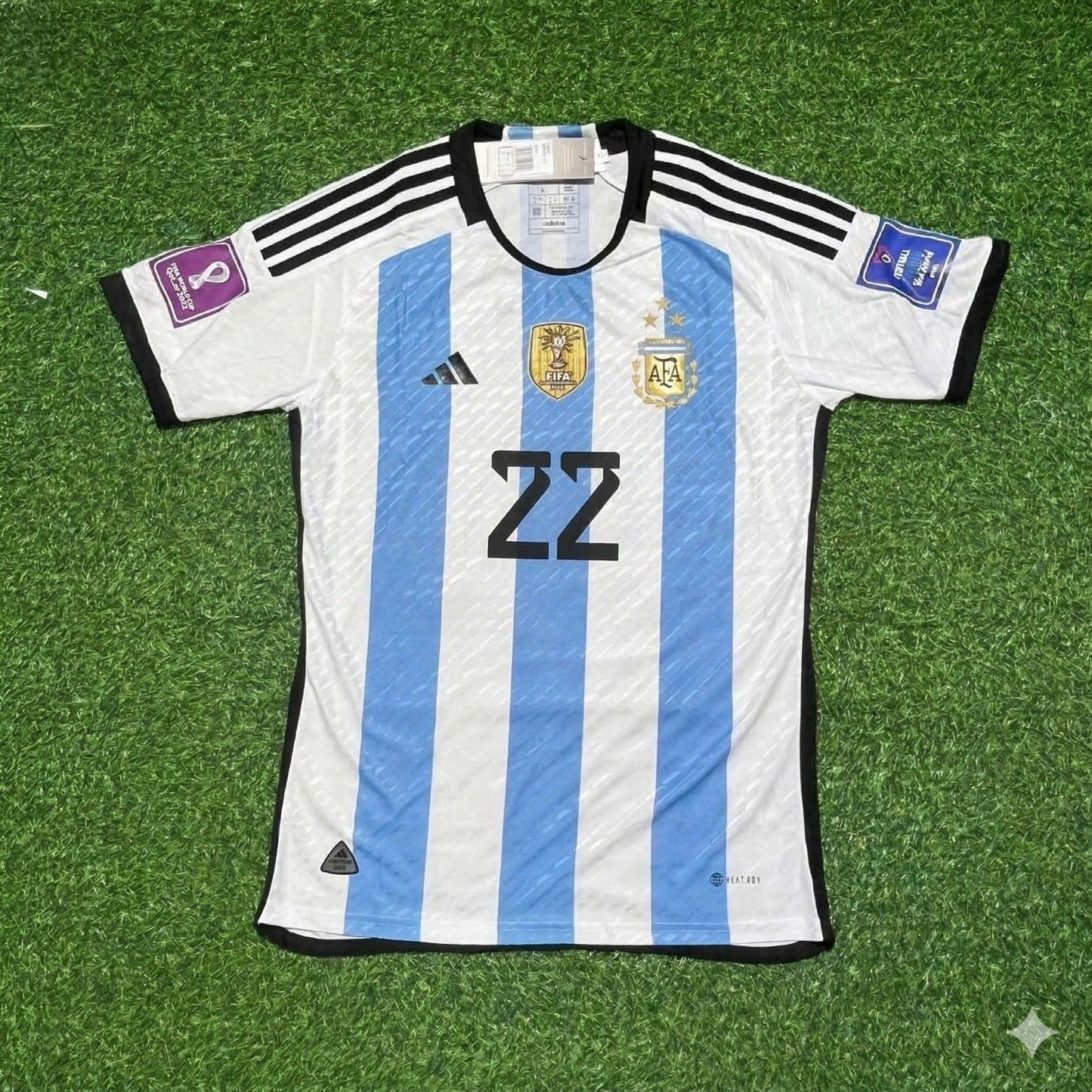 Argentina World Cup 2022 Lautaro Martínez 22- Qatar Champion Home Football Jersey