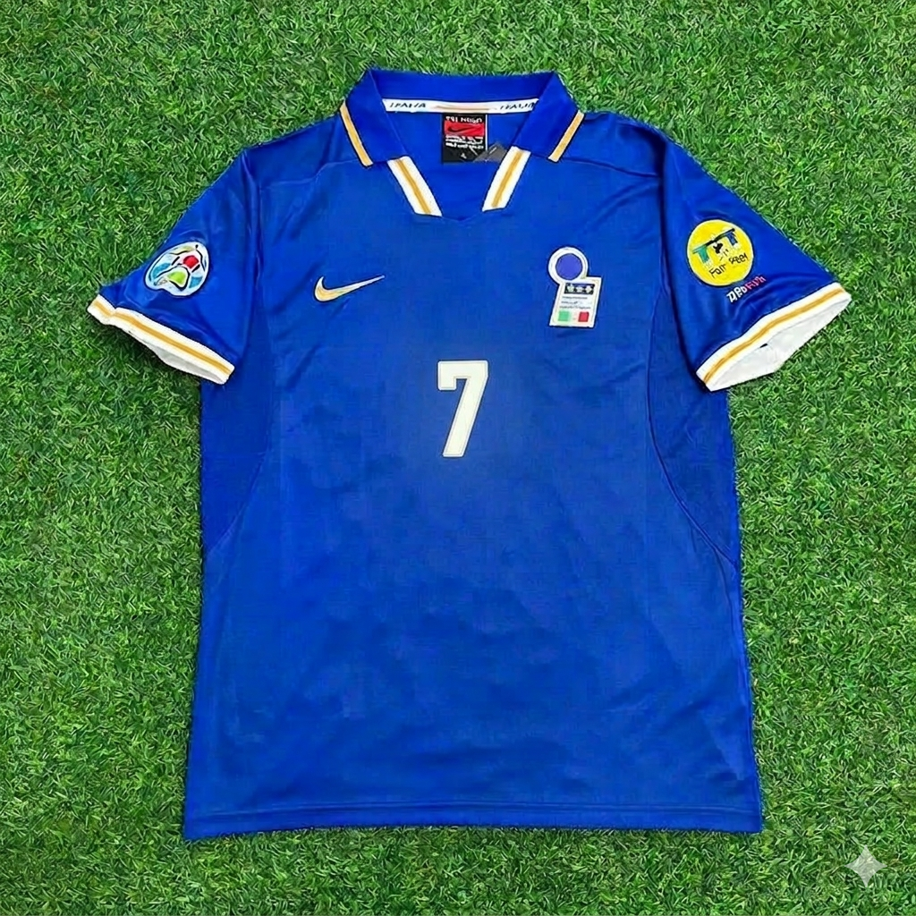 Italy EURO 1996 Roberto Donadoni #7 Blue Retro Soccer Football Jersey Kit Shirt