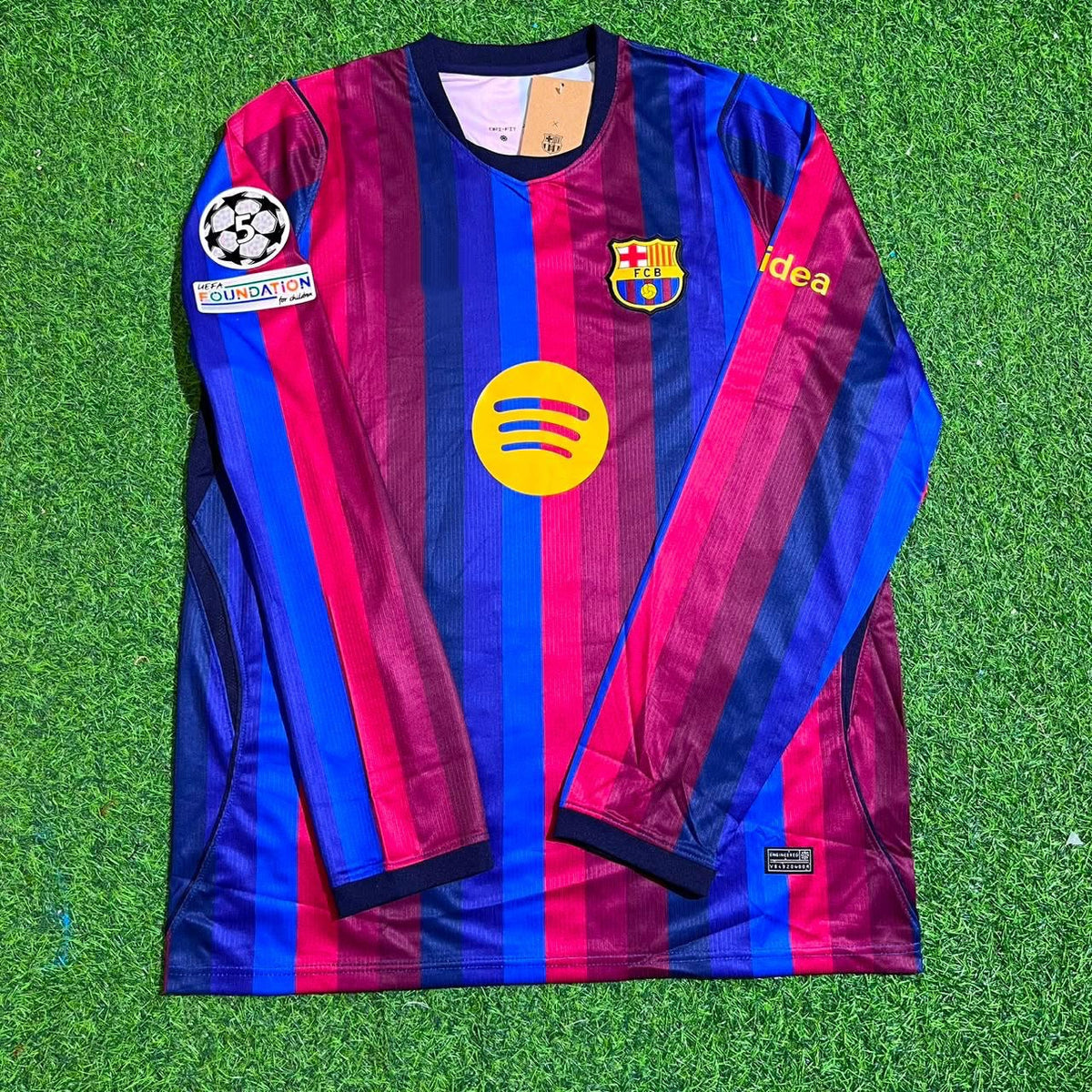 Jules Kounde #23 Barcelona 2027 Champions League Patch Home Long Sleeve Football Jersey