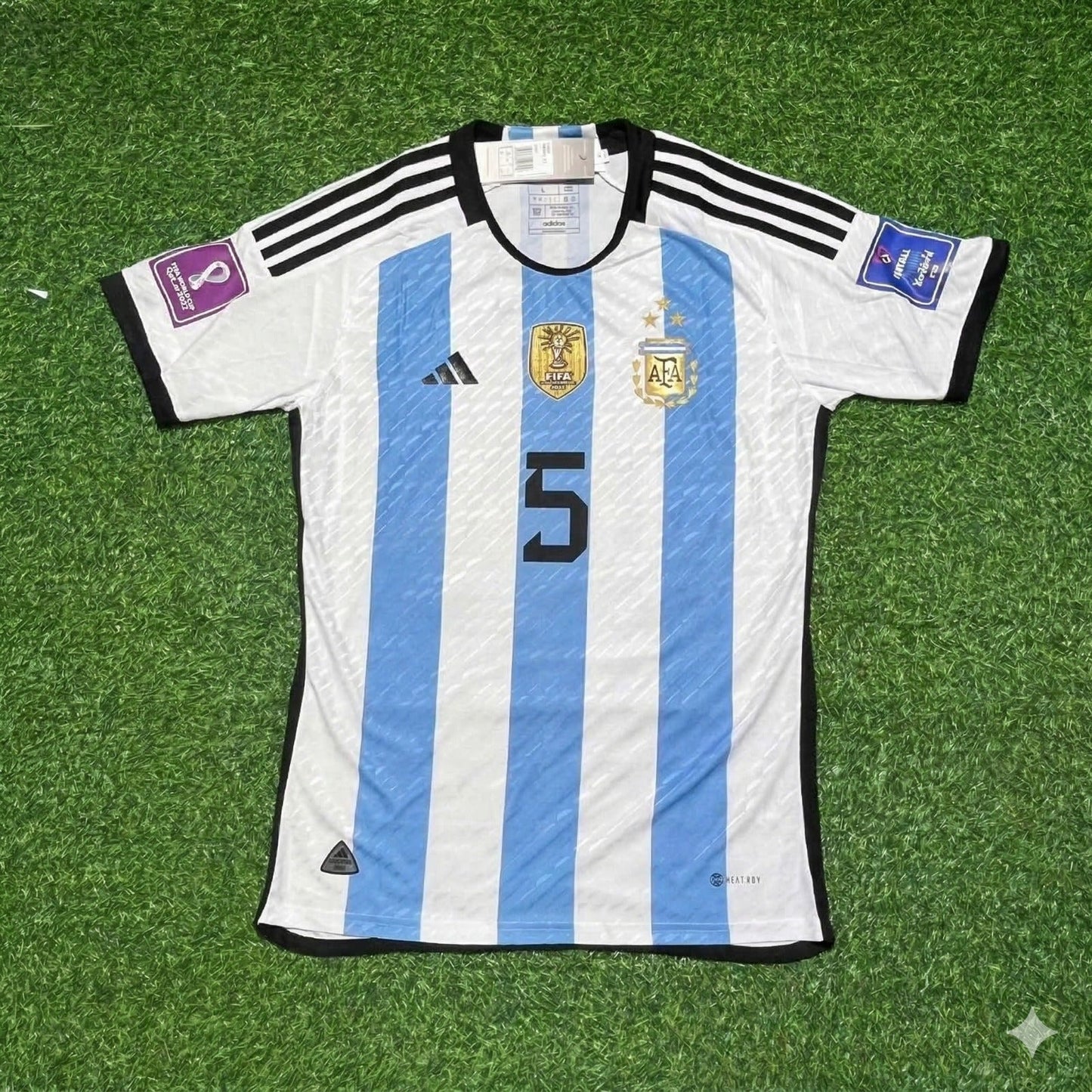 Argentina World Cup 2022 Leandro Paredes 5- Qatar Champion Home Football Jersey