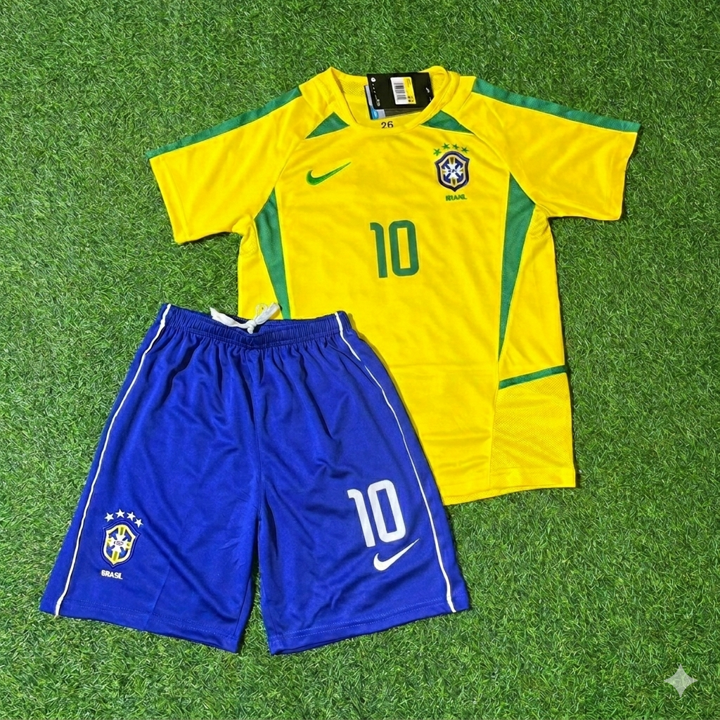 Brazil Neymar Jr. 10- Retro Kids Football Jersey