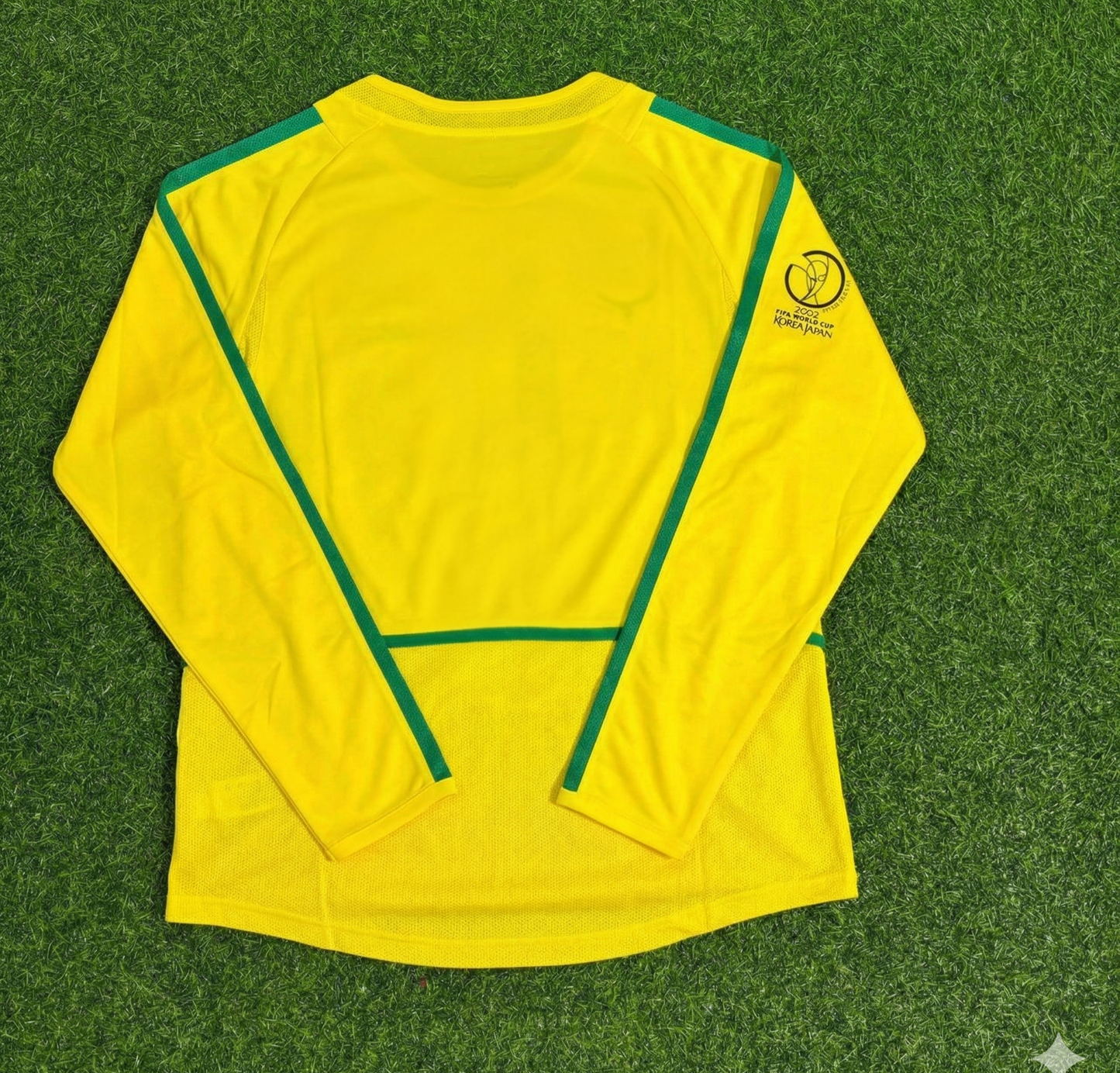 Brazil World Cup 2002 Final Yellow Long Sleeve Retro Football Jersey