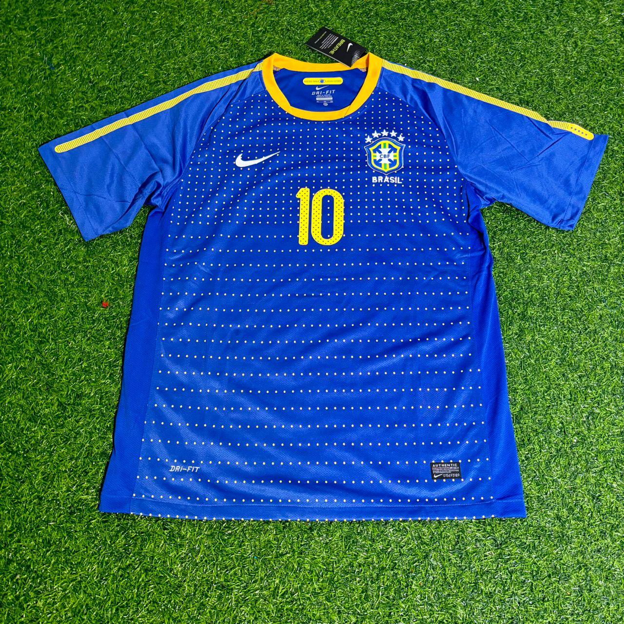 Brazil World Cup 2010 Neymar Jr. Retro Blue Jersey Trikot