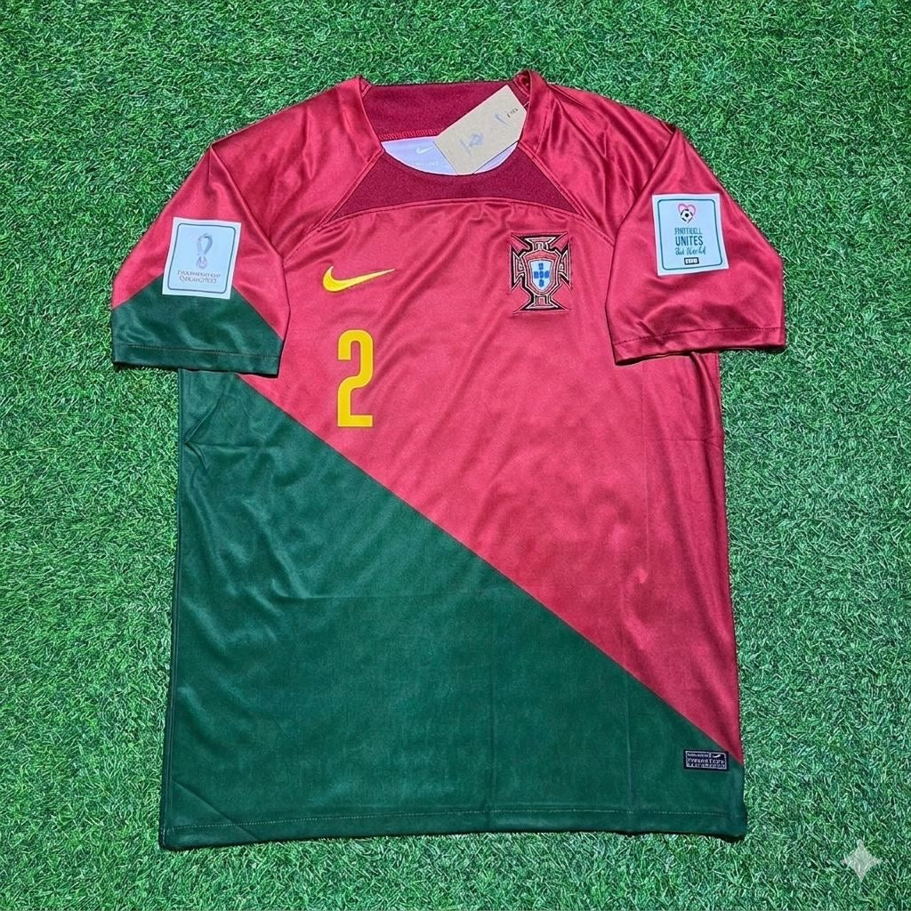 Portugal World Cup 2022 Diego Dalot #2 Home Retro Football Jersey