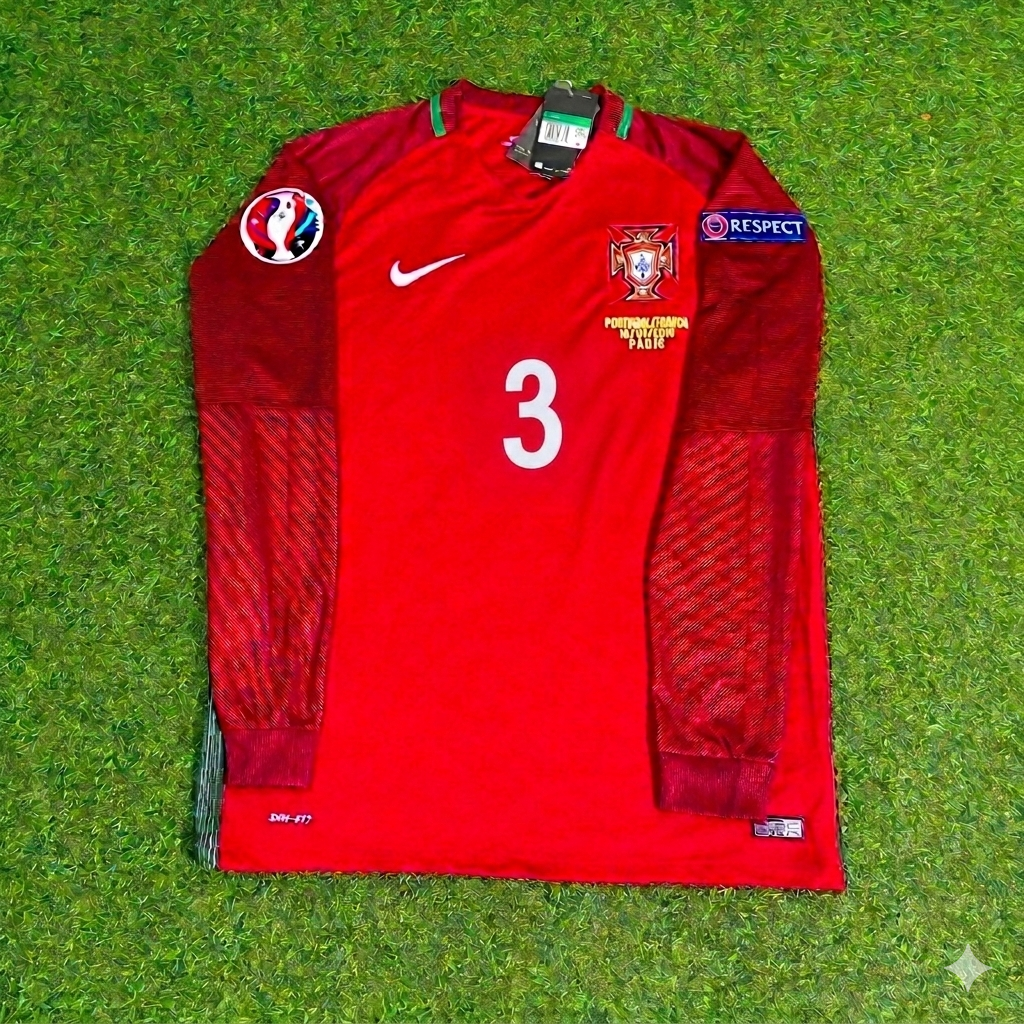 Portugal EURO 2016 Pepe 3- Final Long Sleeve Retro Football Jersey