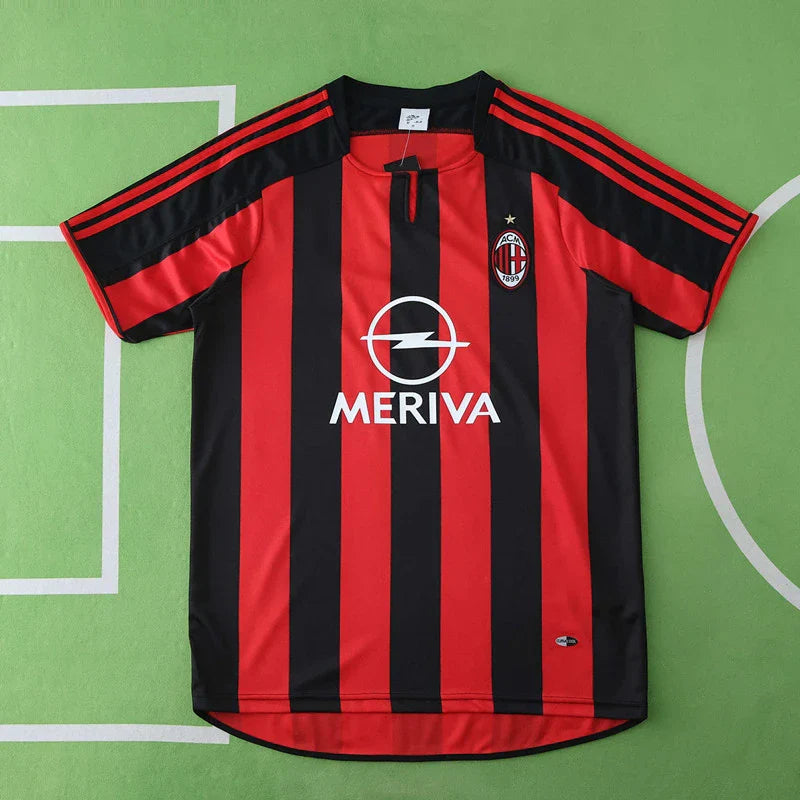 03/04 AC Milan Season Home Black And Red Retro Jersey Trikot Soccer Kit