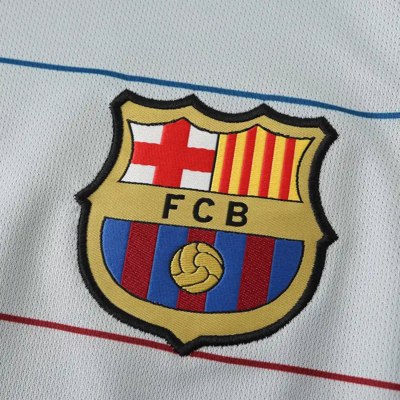 FC Barcelona 03/04 Season Grey Away Retro Football Jersey