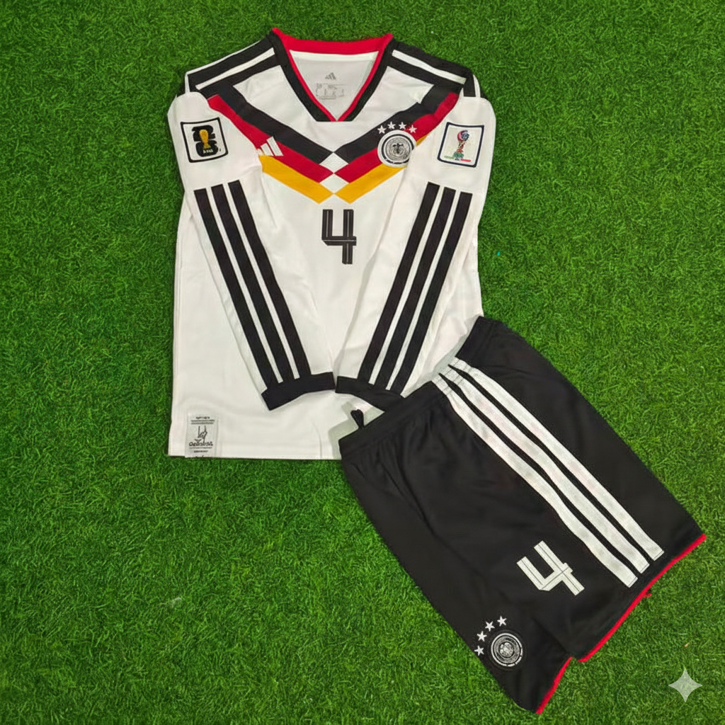 Germany 2026 Jonathan Tah #4 Kids Long Sleeve Home Soccer Kit Football Jersey