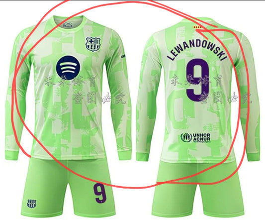 Lamine Yamal Long Sleeve Green Barca Trikot