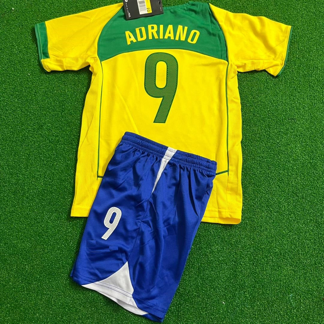 2004-06 Adriano Brazil Retro Kids kit Kindertrikot maillot enfant Soccer Kit