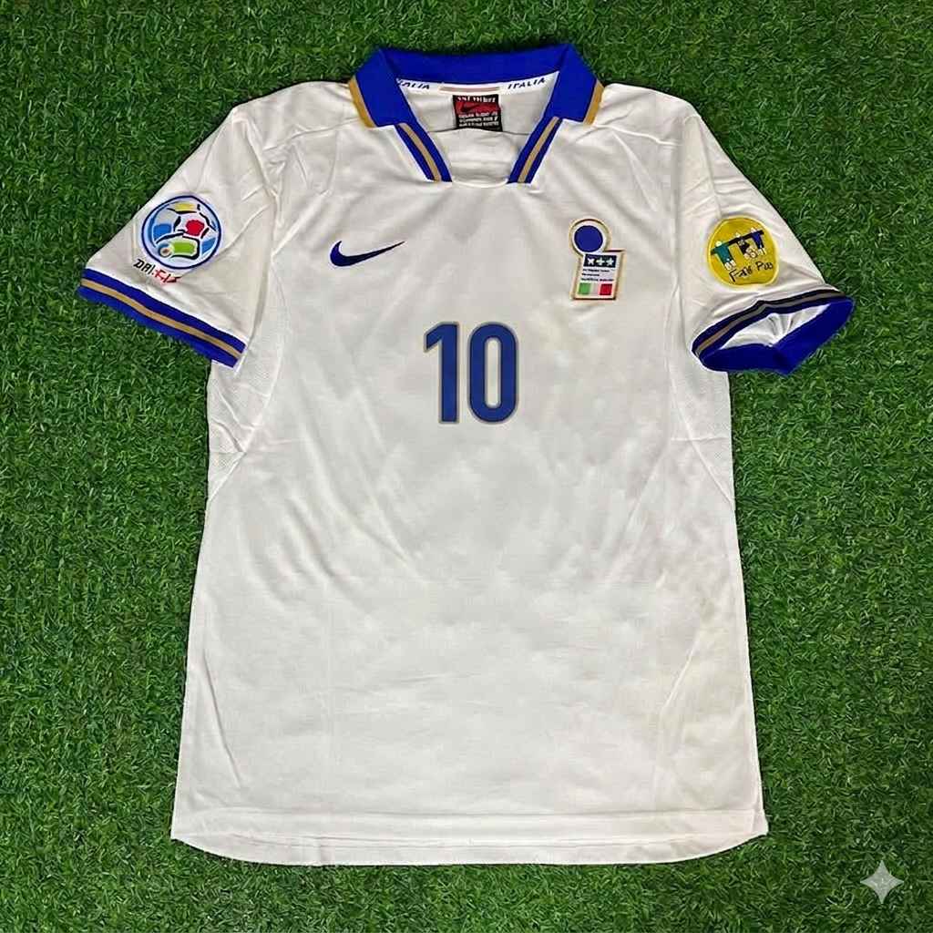 Italy EURO 1996 Demetrio Albertini #10 White Retro Football Jersey
