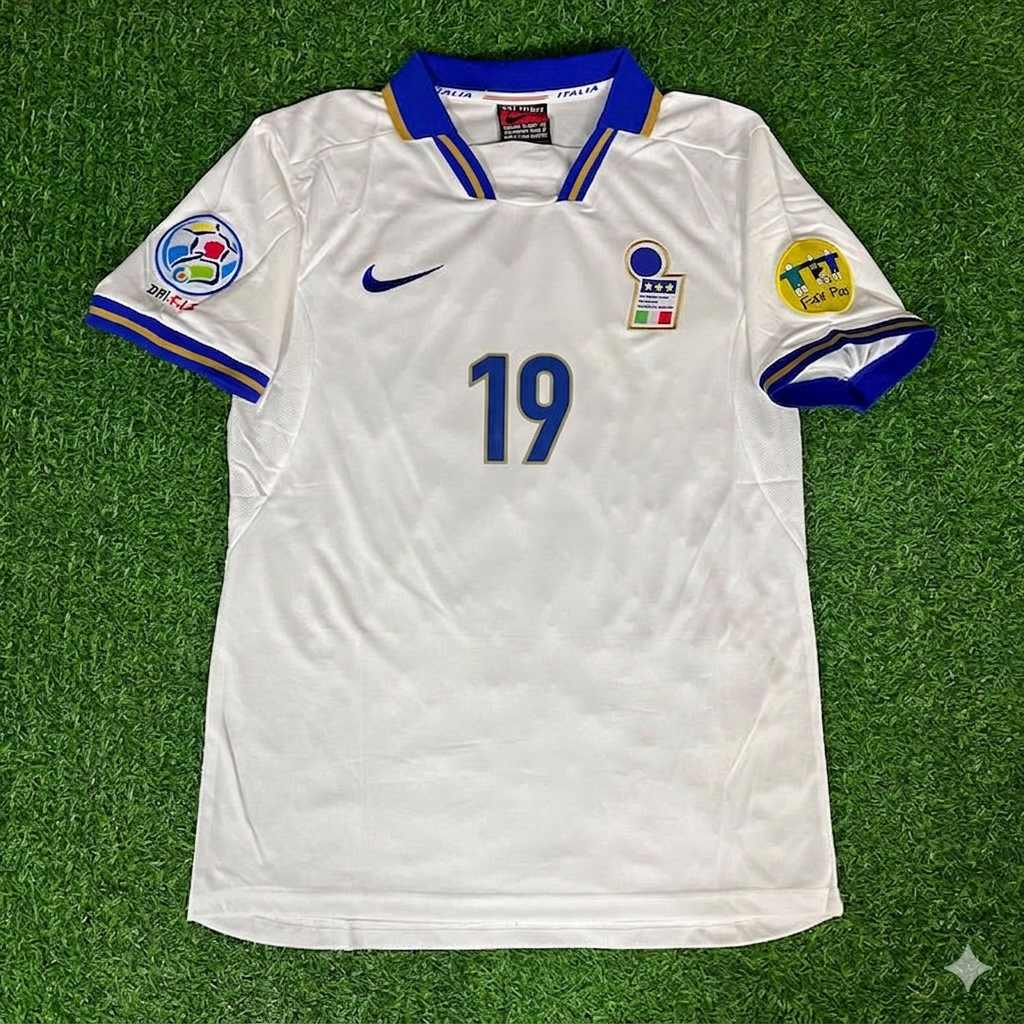Italy EURO 1996 Enrico Chiesa #19 White Retro Football Jersey