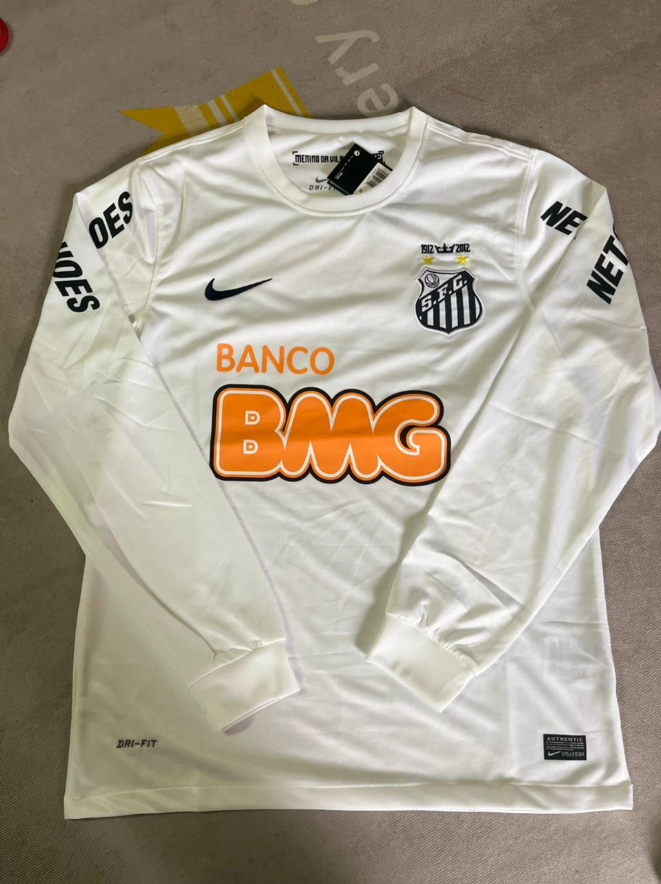Neymar Jr Santos FC White Retro Long Sleeve Football Jersey Trikot