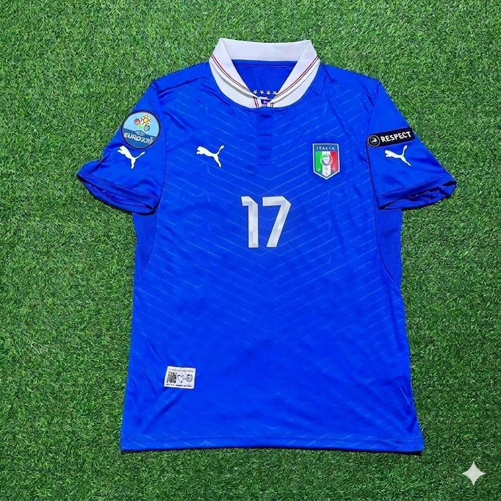 Italy EURO 2012 Fabio Quagliarella 17- Retro Home Football Jersey