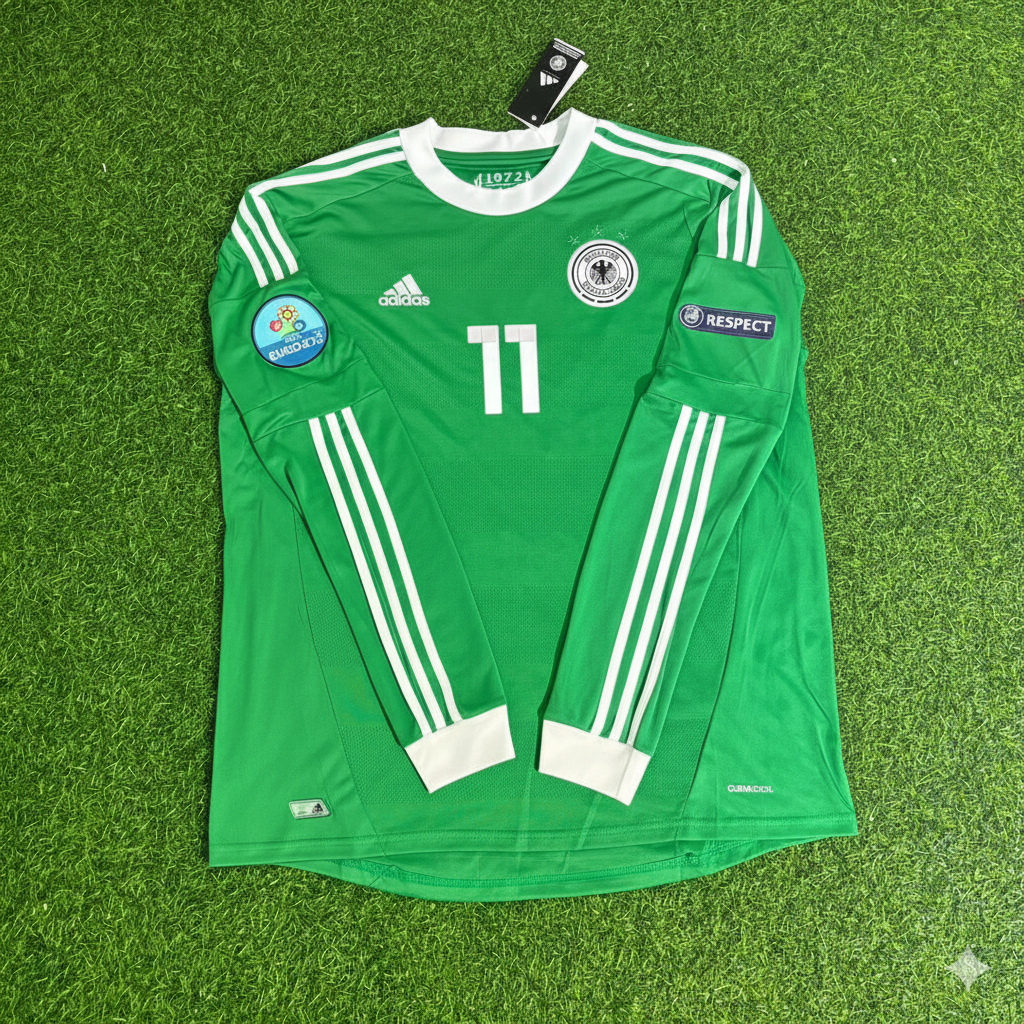 Germany EURO 2012 Miroslav Klose Long Sleeve Green Retro Football Jersey