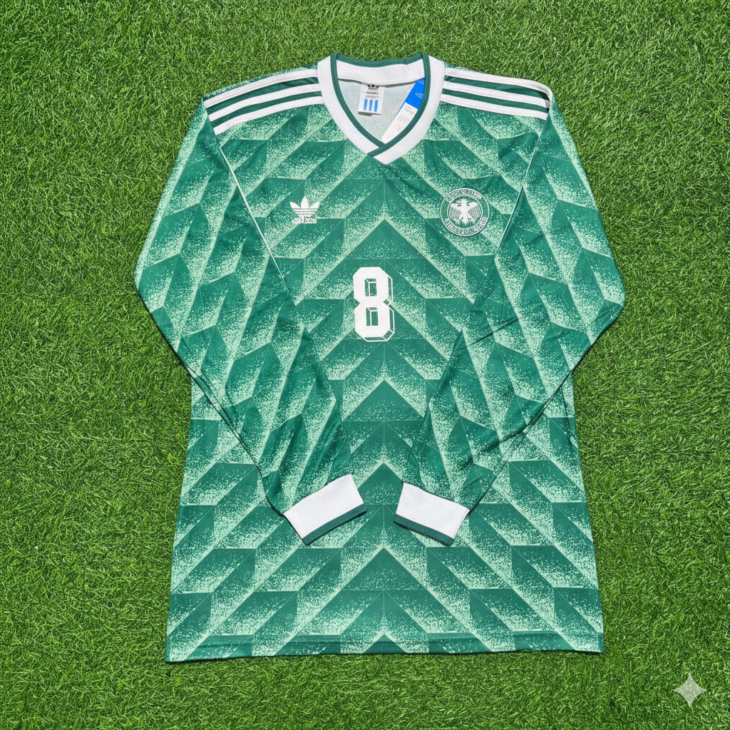 Germany World Cup 1990 Thomas Hässler Green Long Sleeve Football Jersey