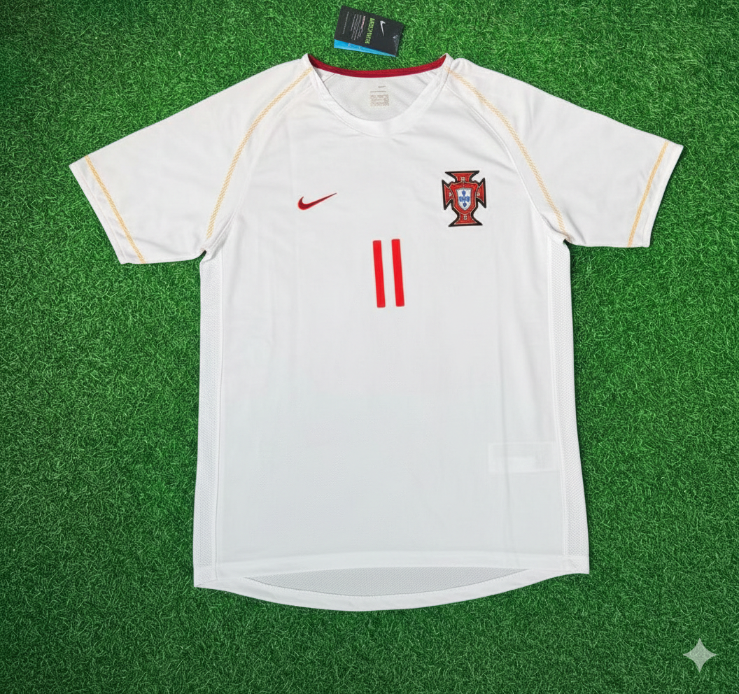 Sergio Conceiçáo Portugal 2002 Retro White Debut Football Jersey Kit