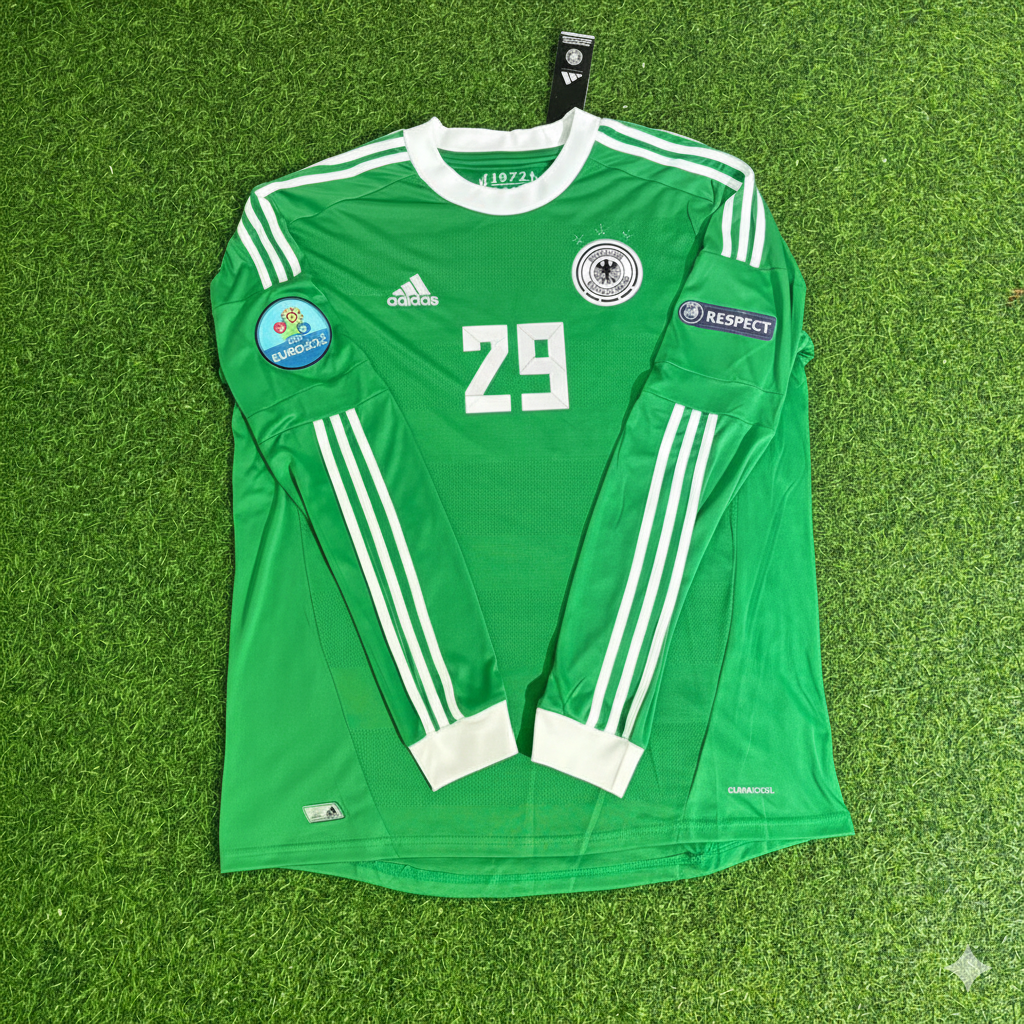 Germany EURO 2012 Per Mertesacker Long Sleeve Green Retro Football Jersey