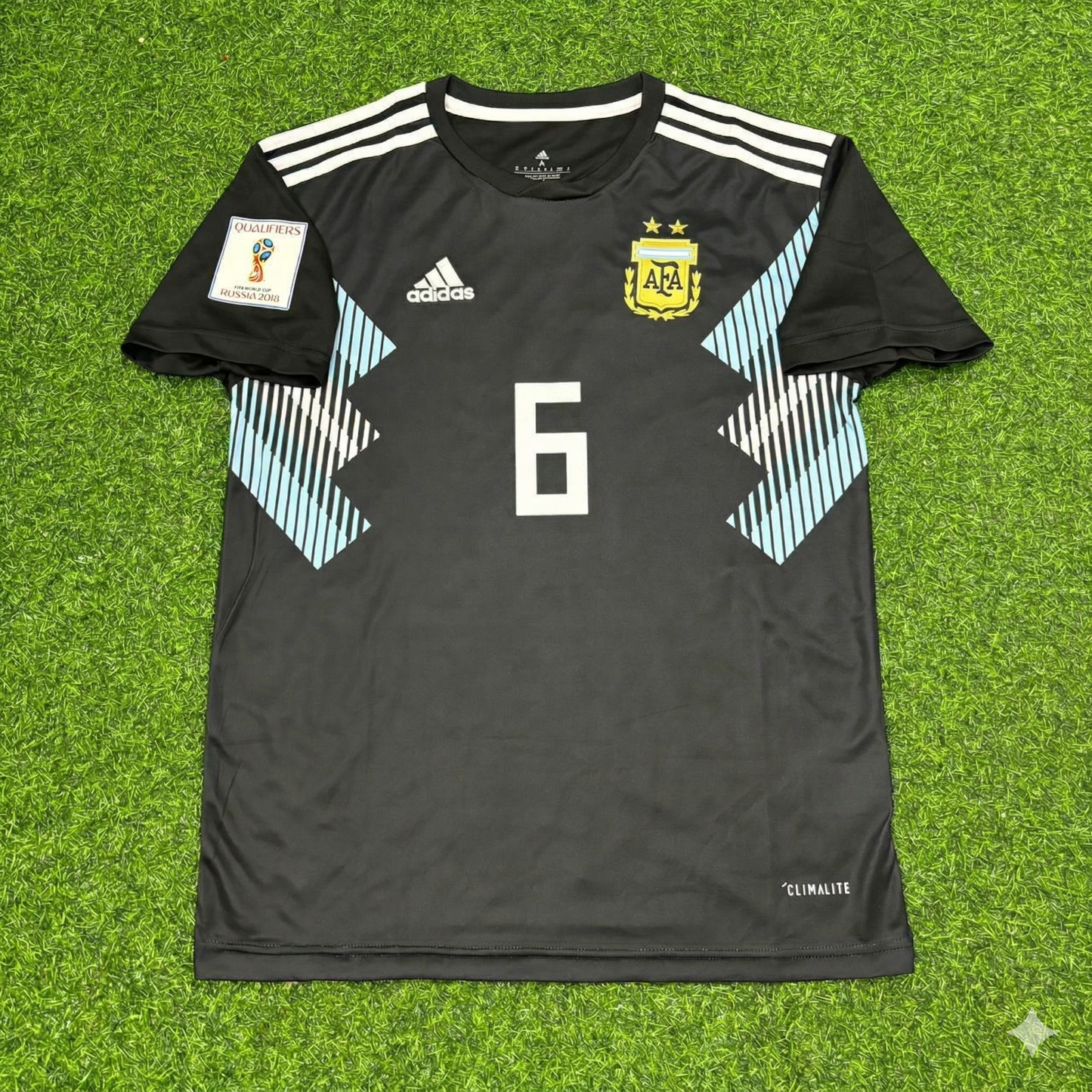 Argentina World Cup 2018 Federico Fazio Black Retro Football Jersey