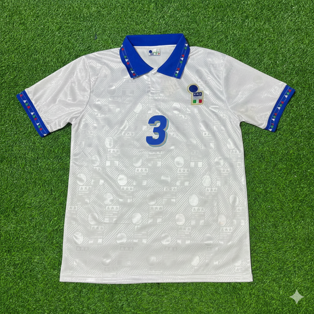 Italy World Cup 1994 Paolo Maldini White Retro Football Jersey Kit