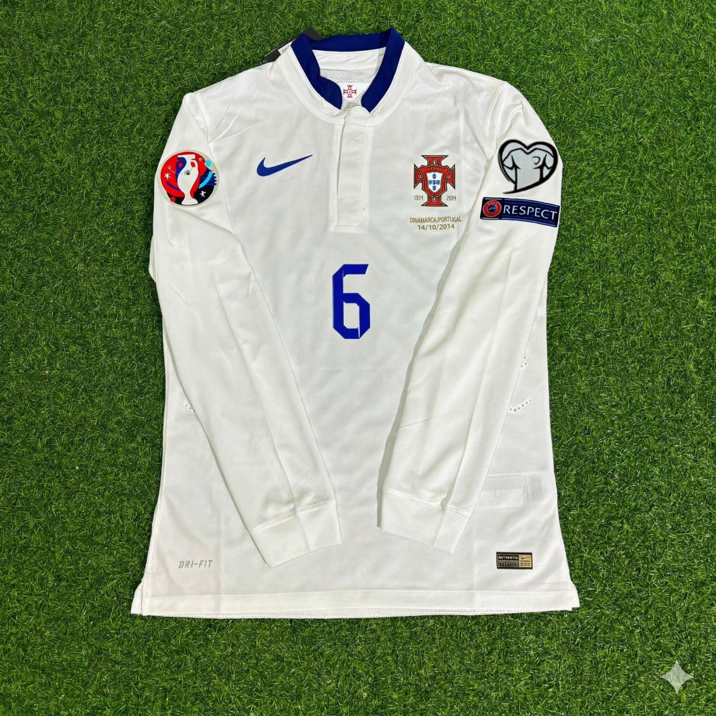Portugal EURO 2016 Ricardo Carvalho White Long Sleeve Retro Football Jersey