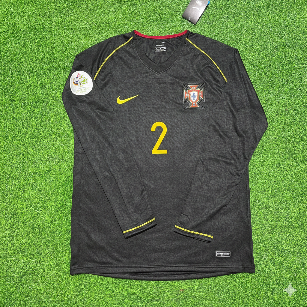 Portugal World Cup 2006 Paulo Ferreira Long Sleeve Black Retro Football Jersey