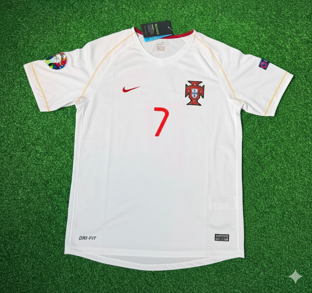 Luis Figo Portugal 2002 Retro White Debut Football Jersey Kit