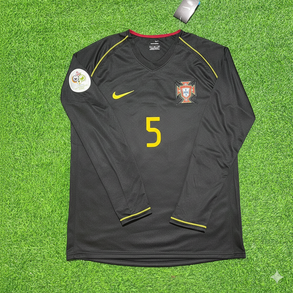 Portugal World Cup 2006 Fernando Meira Long Sleeve Black Retro Football Jersey