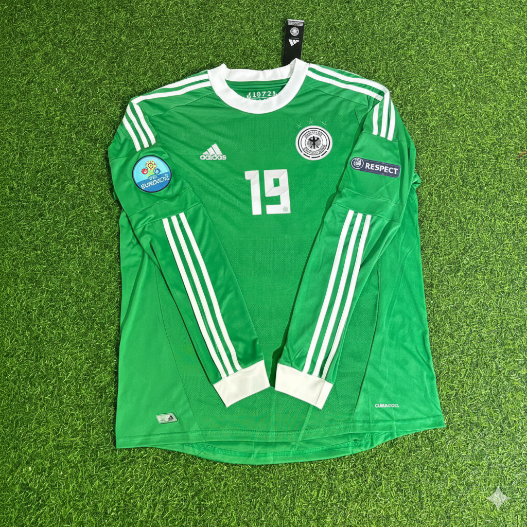Germany EURO 2012 Mario Götze Long Sleeve Green Retro Football Jersey