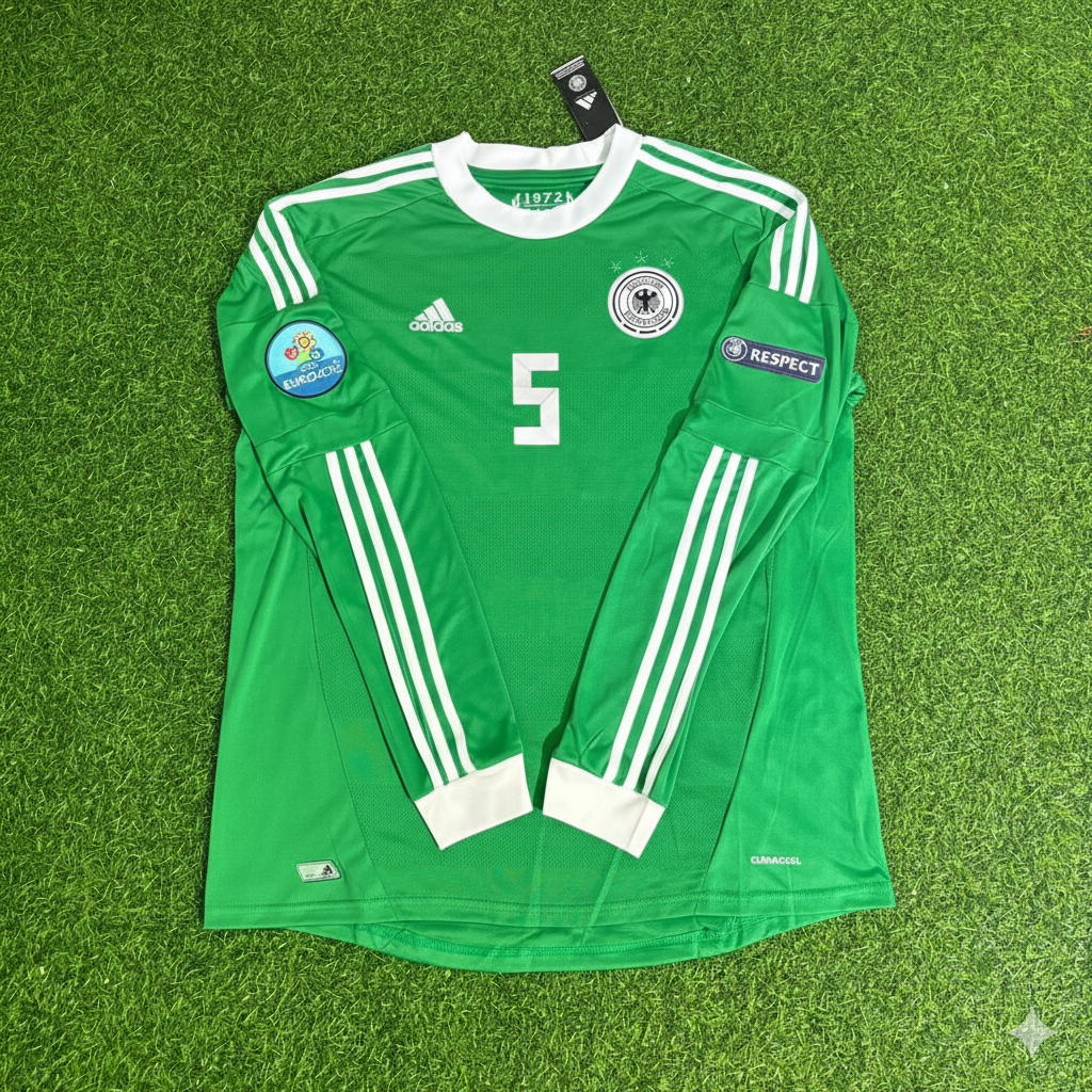 Germany EURO 2012 Mats Hummels Long Sleeve Green Retro Football Jersey